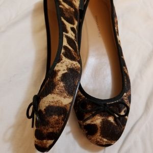 Banana Republic Flats Animal Leopard Calf Hair Bal